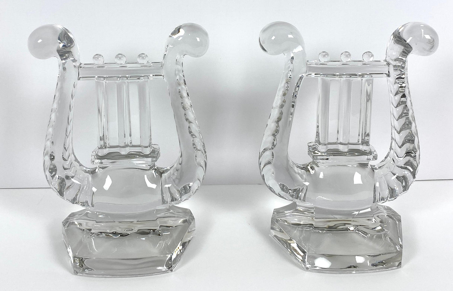 Pair of Crystal Bookends, Harp Shaped — detail 4