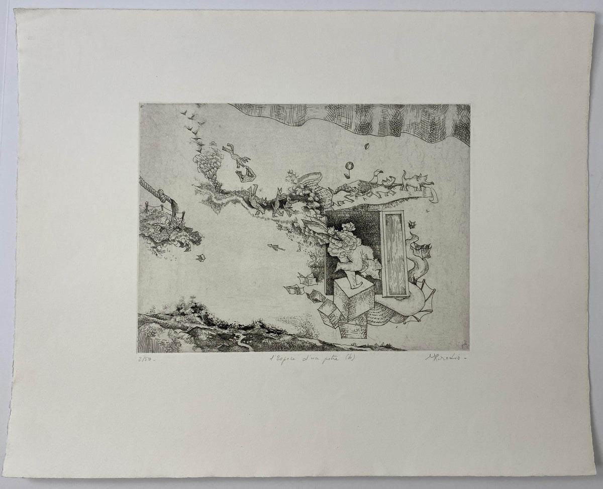 Original French Surrealist Engraving Print — detail 10