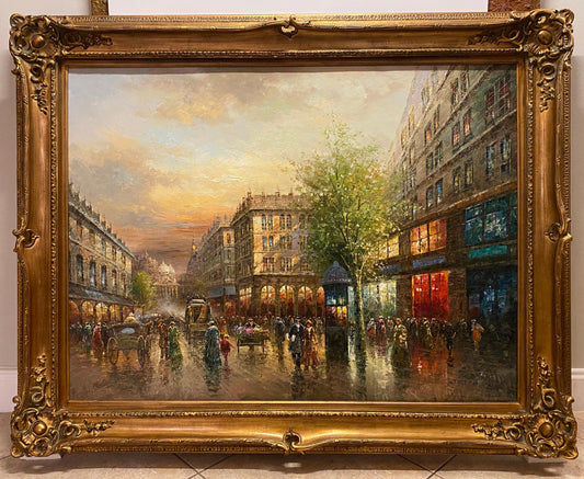 Large Oil Painting in the Manner of Édouard-Leon Cortes, Paris France — detail 2