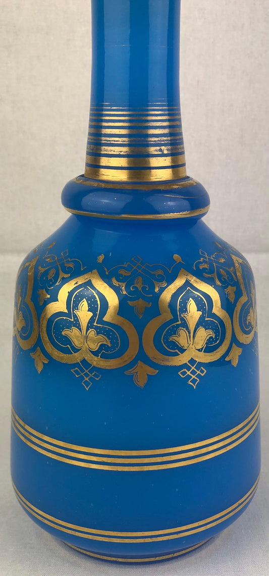 Baccarat Blue Opaline Bubble Bath Bottle with Top Napoleon III Era — detail 2