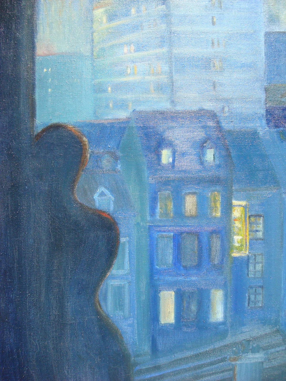 Large Contemporary Oil on Canvas Painting depicting Rooftops of Paris France — detail 6