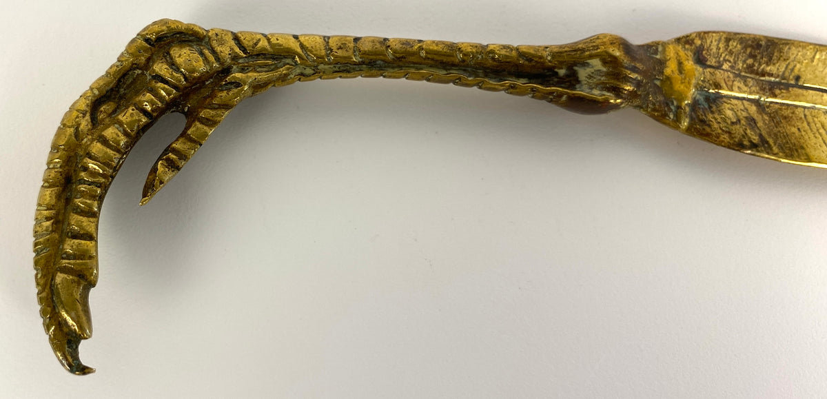 French Art Deco Bronze Claw & Quill Letter Opener, Rare Bronze Letter Opener — detail 3