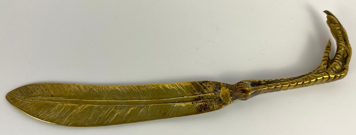 French Art Deco Bronze Claw & Quill Letter Opener, Rare Bronze Letter Opener — detail 4