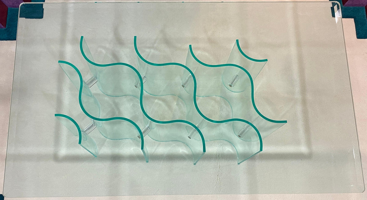 Mid-Century Modern Hollywood Regency Sculpted Lucite and Glass Coffee Table — detail 6