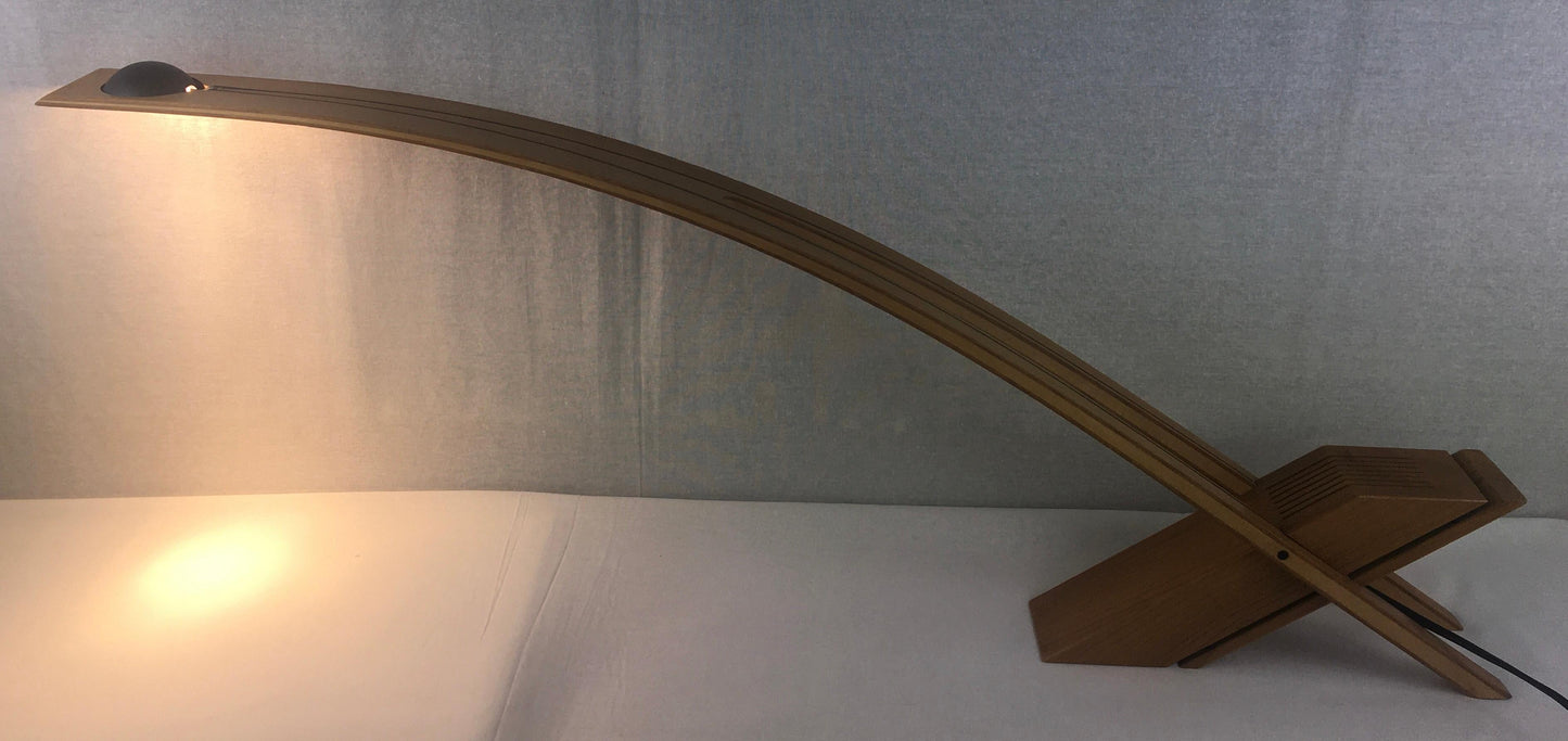 Contemporary Organic Modern Table Lamp Oakwood Base Signed — detail 12