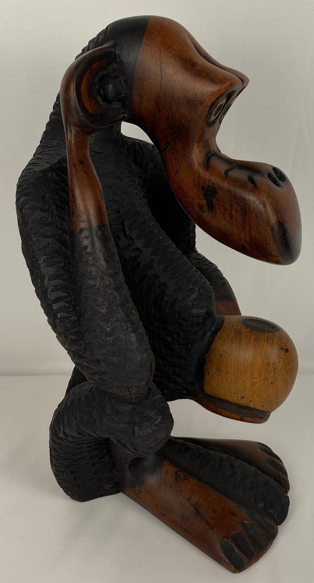 Hand-Carved Wooden African Monkey Sculpture — detail 7