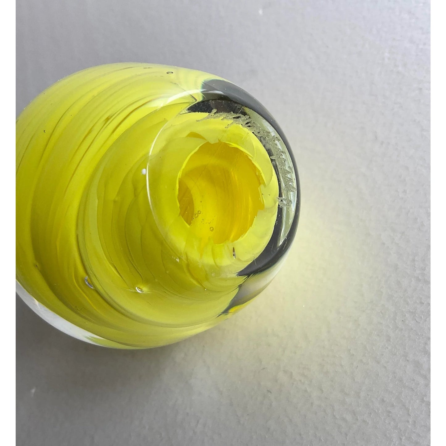 Murano Art Glass Paperweight Yellow Modern Desk Accessory — detail 6