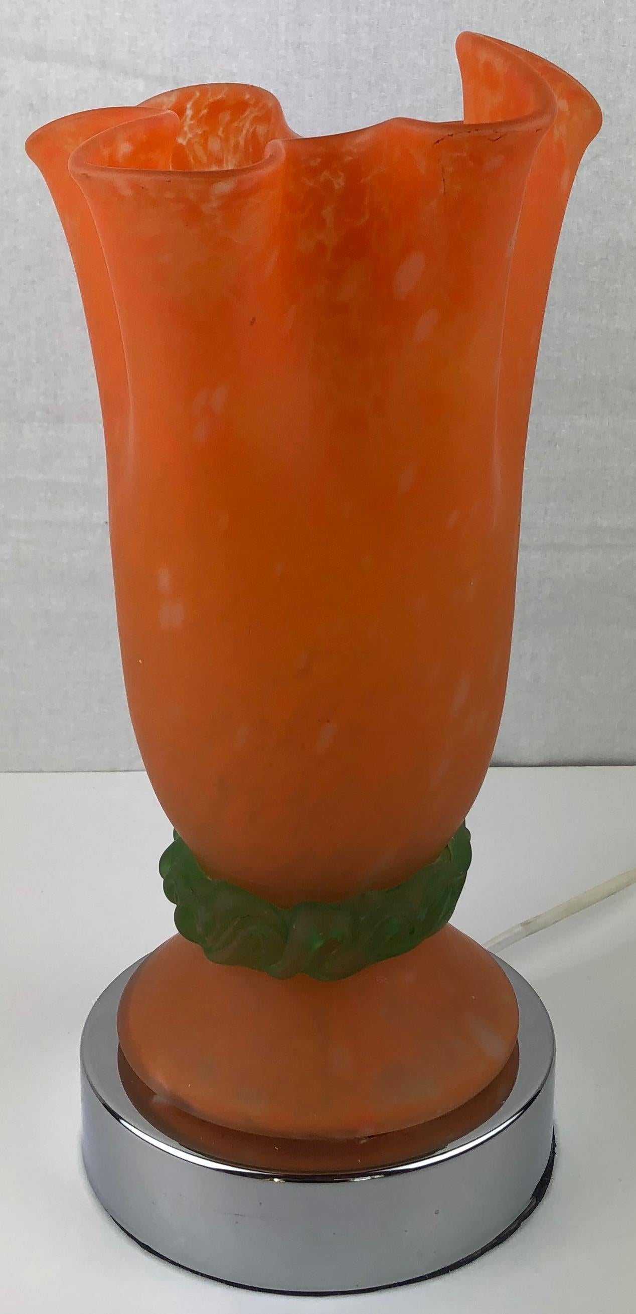 French Art Deco Table Lamp with Pâte de Verre Glass Shade, circa 1920s — detail 7