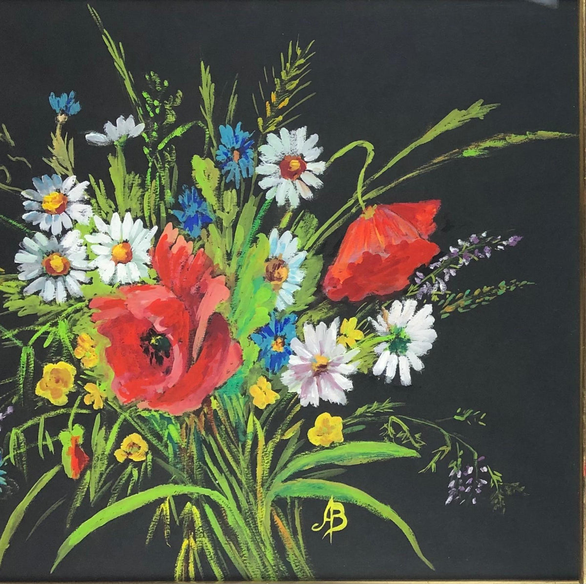 French Oil Painting Bouquet of Flowers, Signed — detail 5