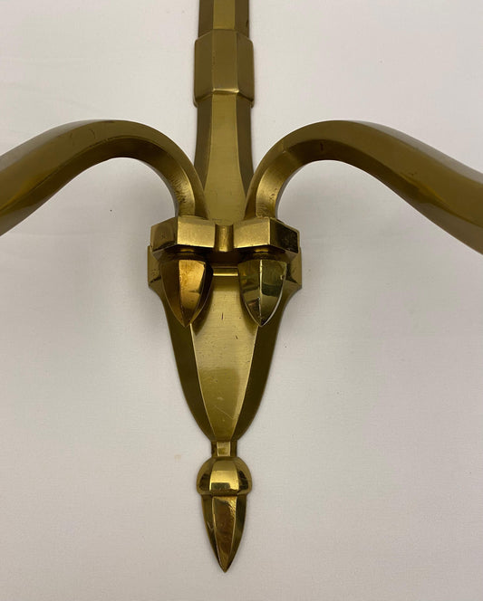 Pair of French Mid-Century Bronze Wall Sconces in the manner of Jean Perzel — detail 2