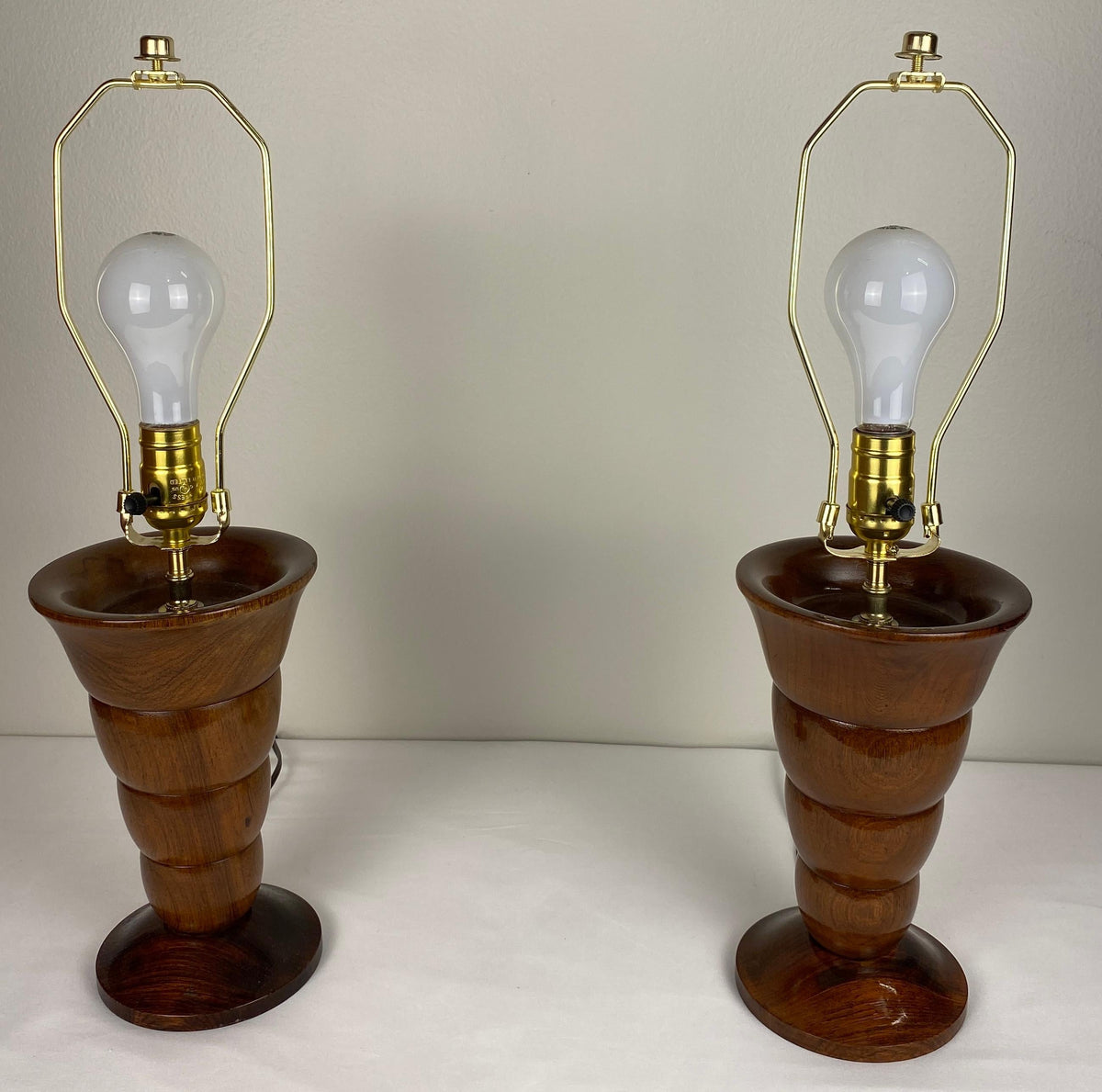 Pair of French Art Deco Table Lamps Solid Rosewood — detail 6