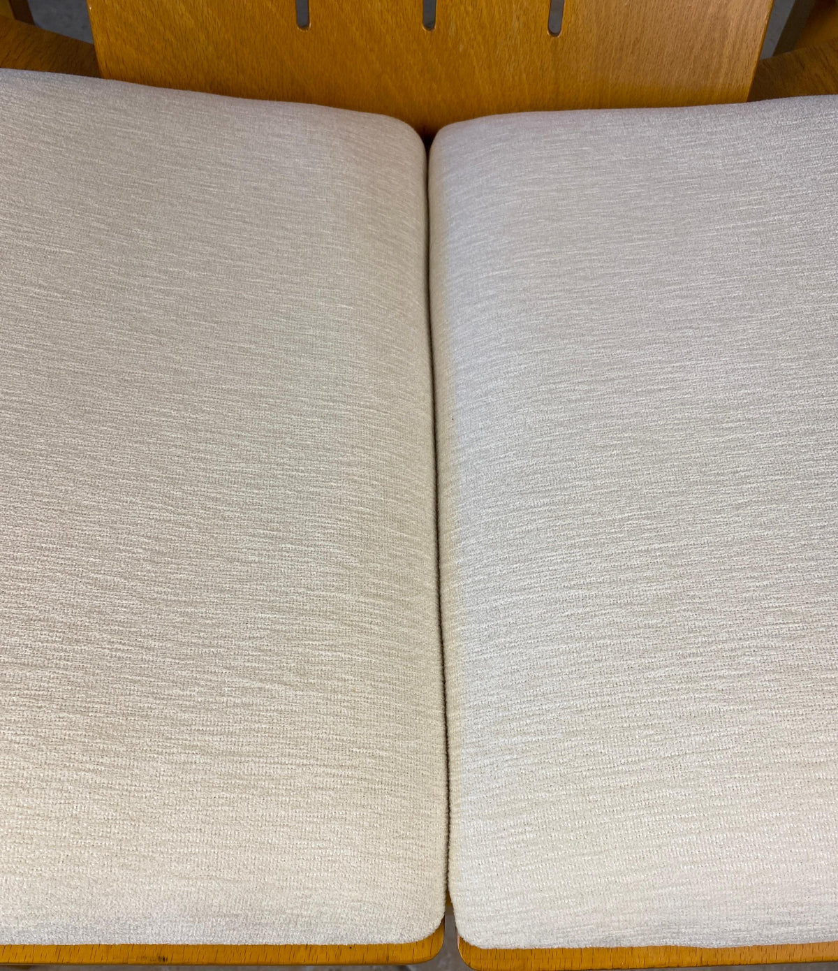Pair of Modern Armchairs Beechwood + Fabric, Baumann Argos Lounge Chairs — detail 7
