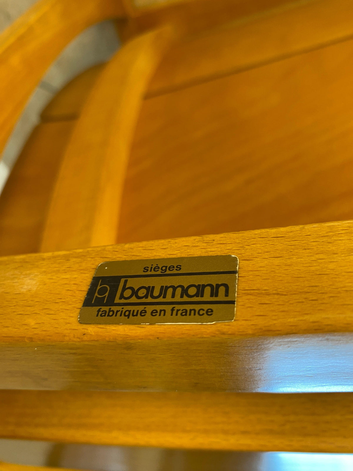 Pair of Modern Armchairs Beechwood + Fabric, Baumann Argos Lounge Chairs — detail 8