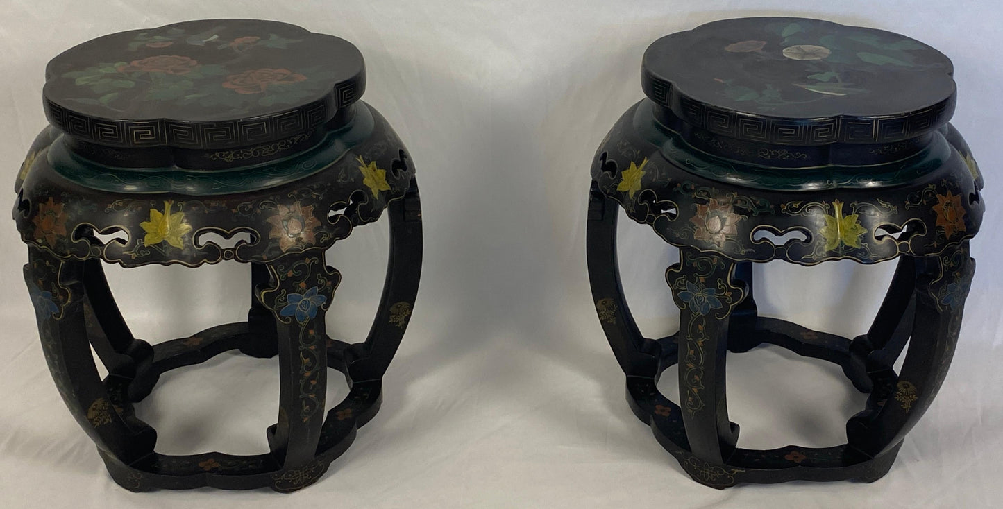 Pair of Chinese Hand Carved and Hand Painted Side Tables — detail 11