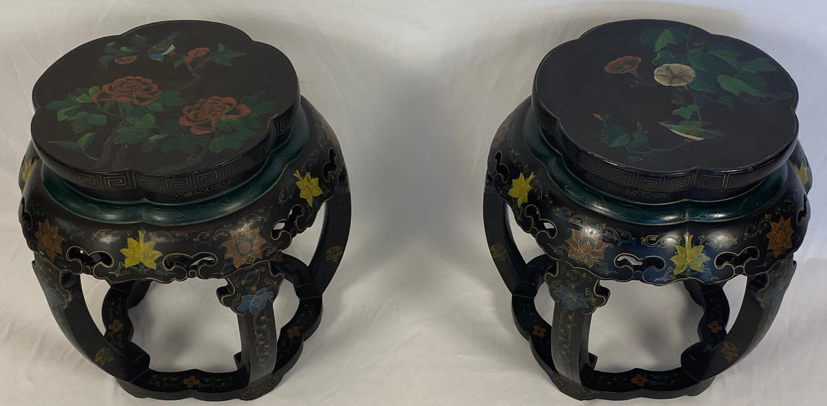 Pair of Chinese Hand Carved and Hand Painted Side Tables — detail 10