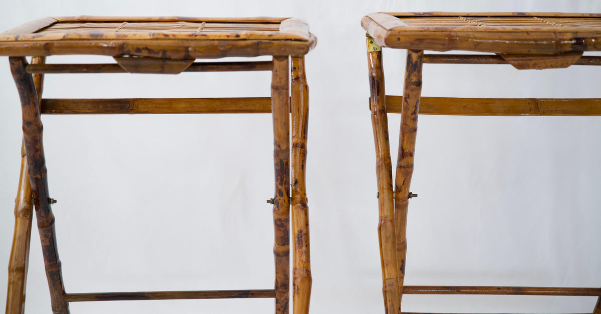 Pair of Bamboo Folding End Tables, Serving or Side Tables — detail 7