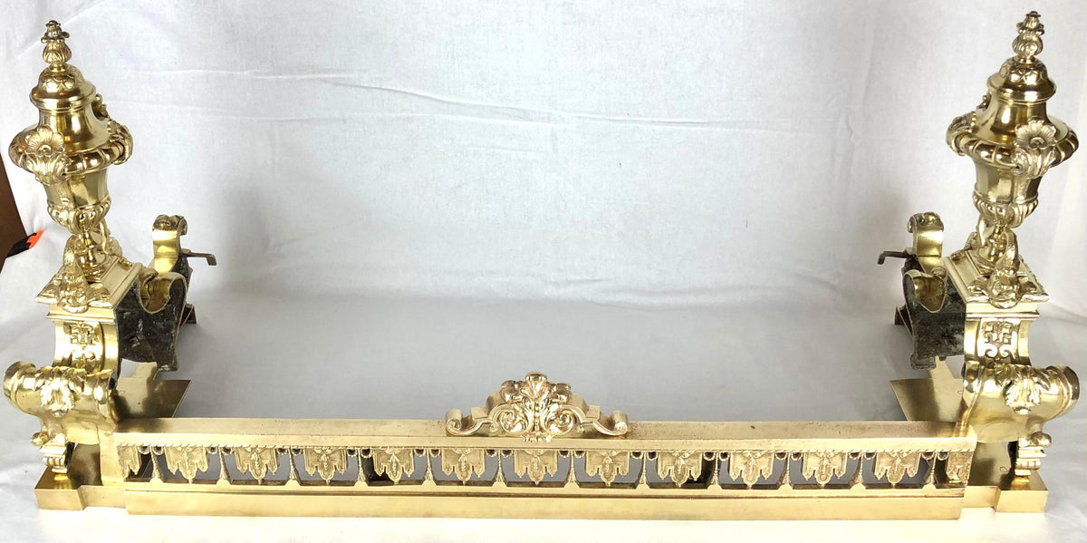 18th Century French Louis XVI Gilded Bronze Fireplace Chenets or Urn Andirons — detail 4