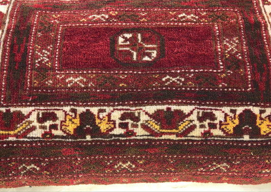 Pair of Antique Pillows Made From Vintage Rug Fragment — detail 2