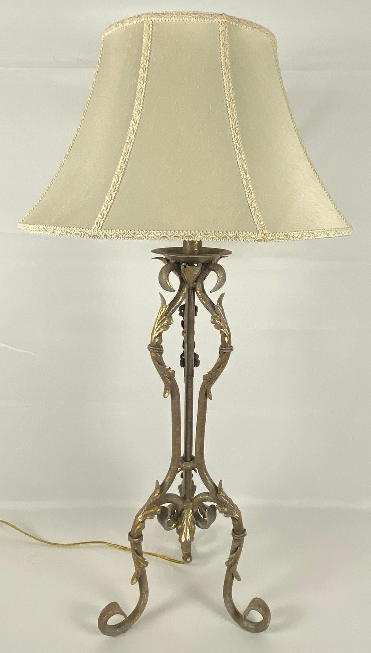 Pair of French Forged Iron Table Lamps — detail 9