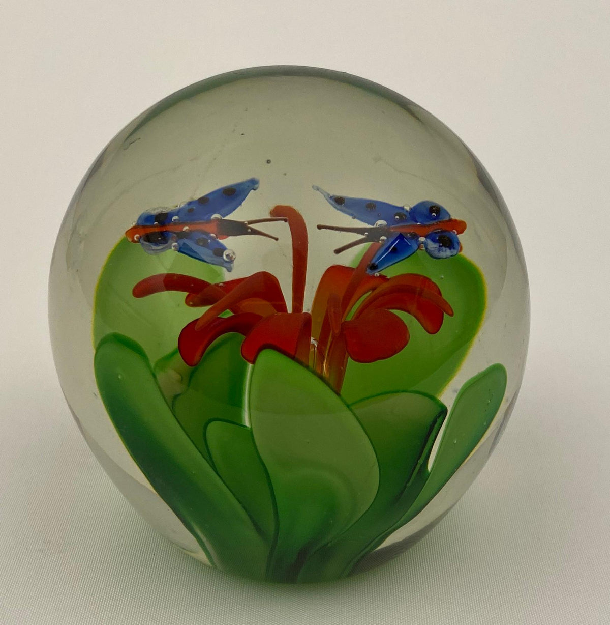 Murano Limited Edition Paperweight with Two Blue Butterflies — detail 8