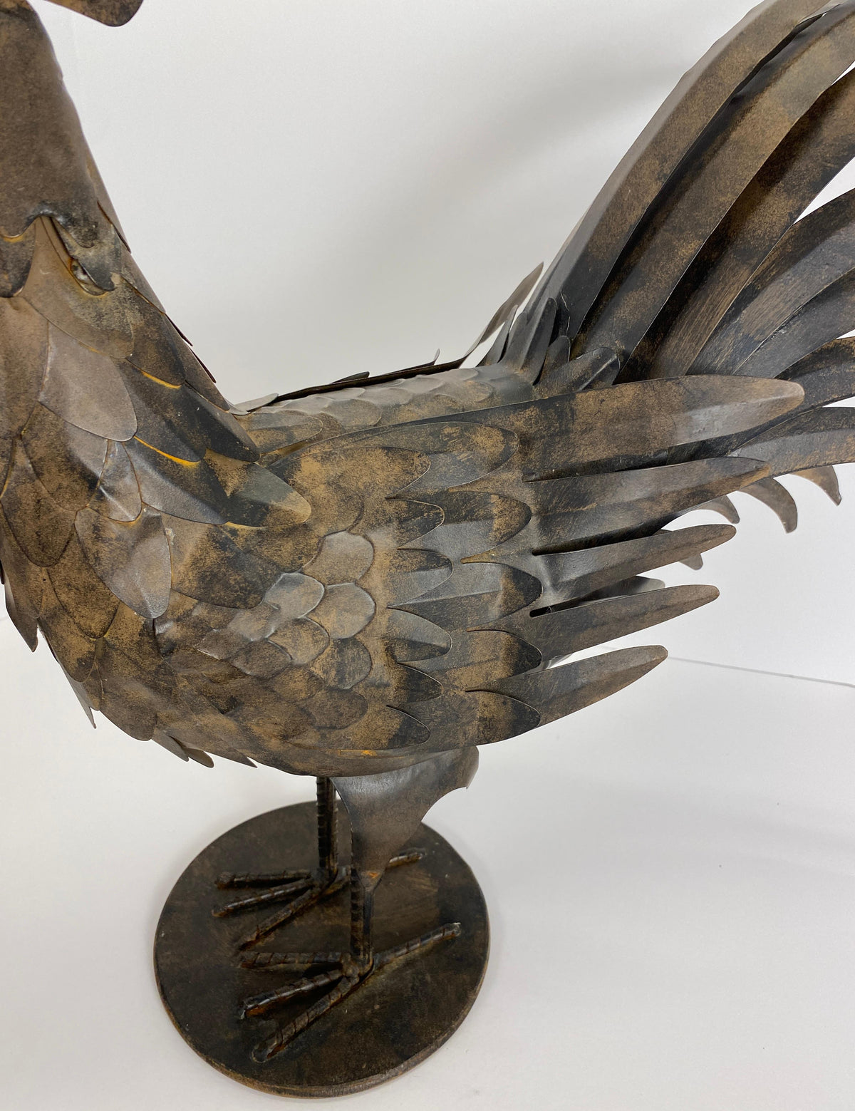 French Hand Forged Metal Rooster Sculpture, Mid-Century Brutalist — detail 5
