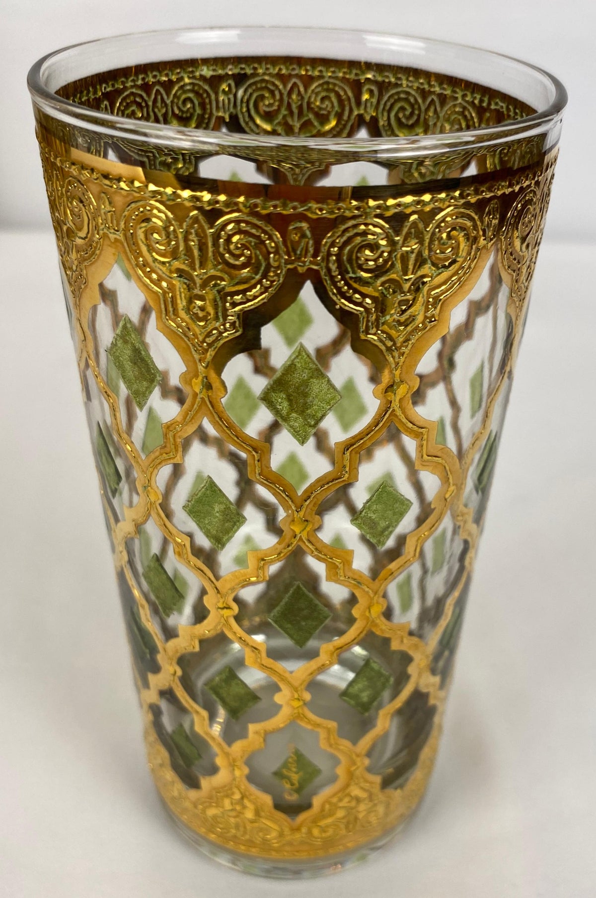 Set of 10 Vintage Culver Highball Glasses with 22-Karat Gold Valencia Design — detail 2