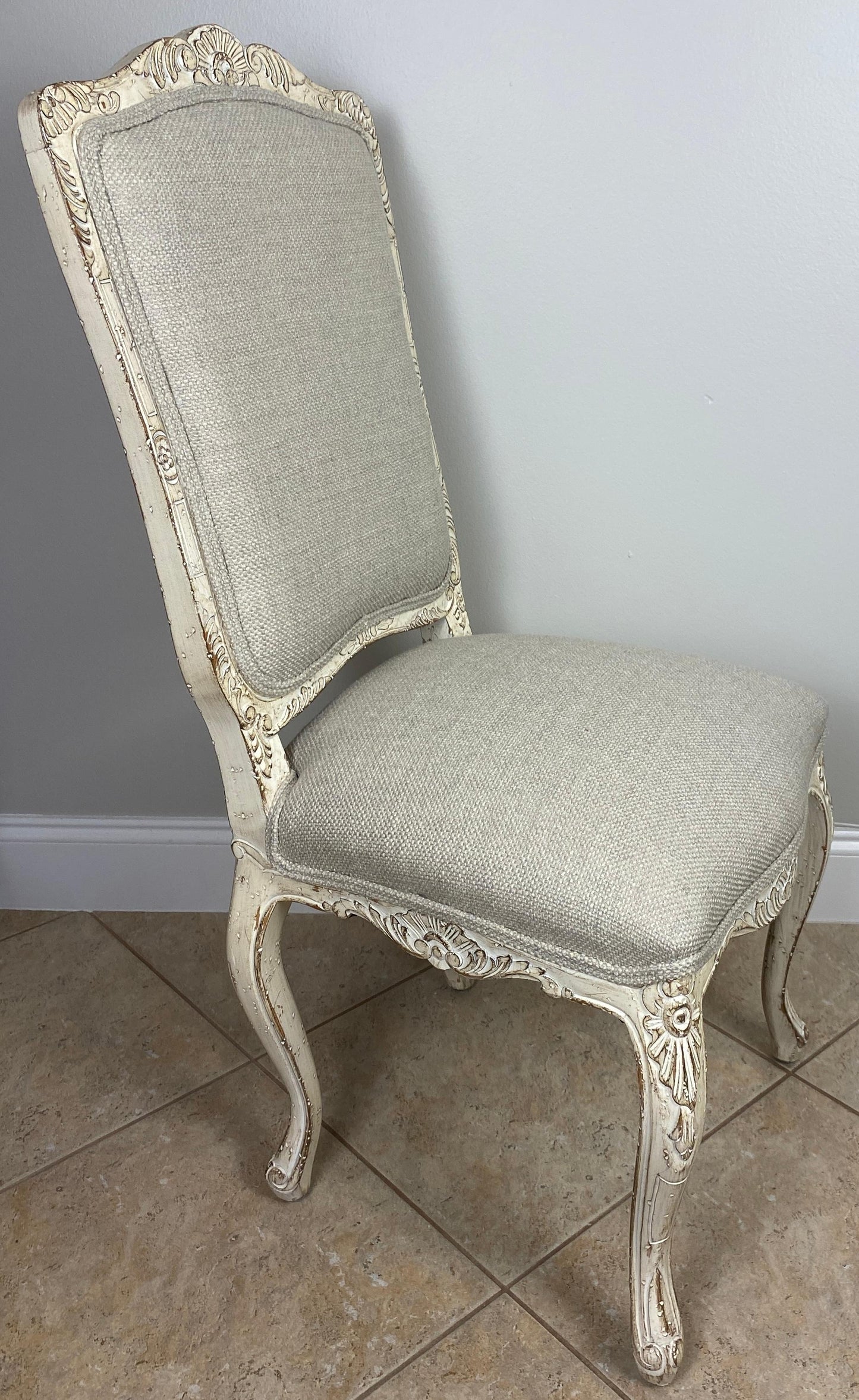 Set of 4 French Louis XV Style Dining Chairs, Painted Provincial Dining Chairs — detail 6