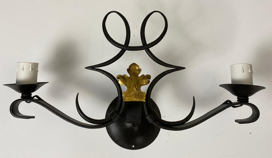 Rene Drouet Art Deco Style Hand Forged Wrought Iron Sconces Set of 5 — detail 2
