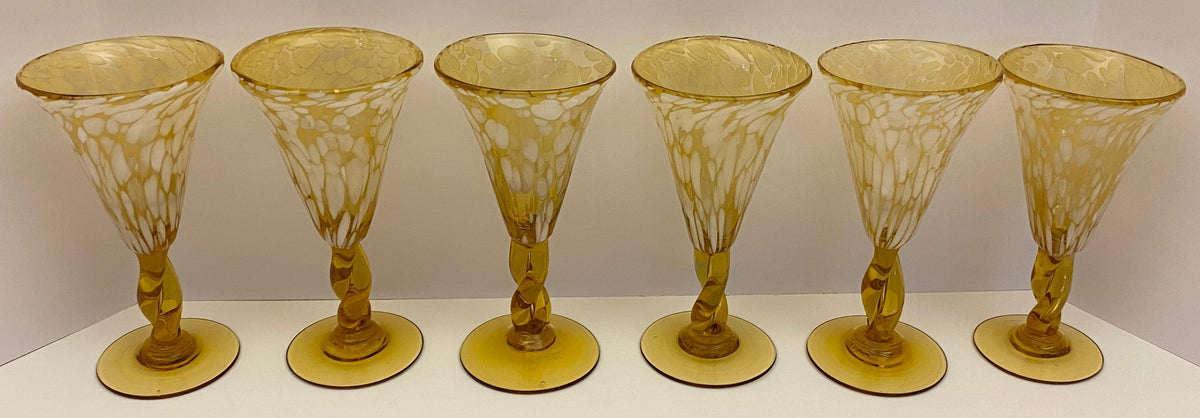 Murano Hand Blown Glass Goblets, Set of 6 — detail 7