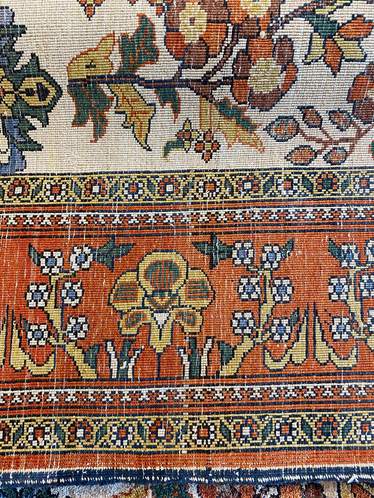 Art Deco Style Antique Caucasian Silk Rug, Signed circa 1920 — detail 2