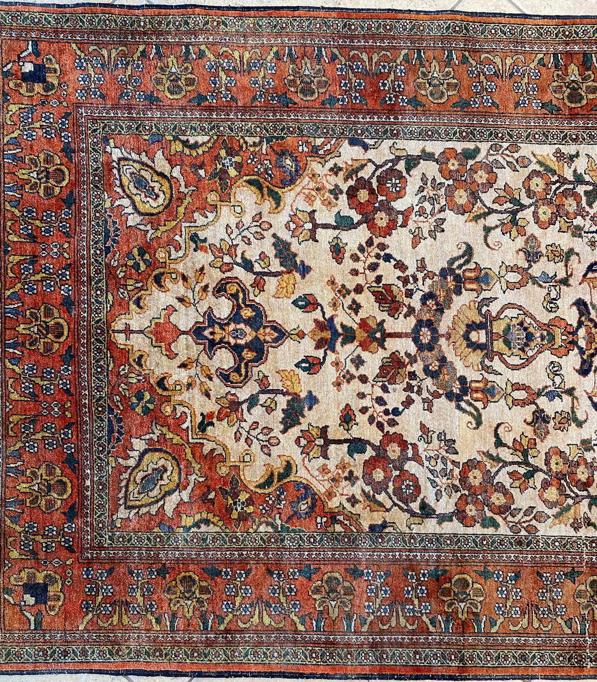 Art Deco Style Antique Caucasian Silk Rug, Signed circa 1920 — detail 4