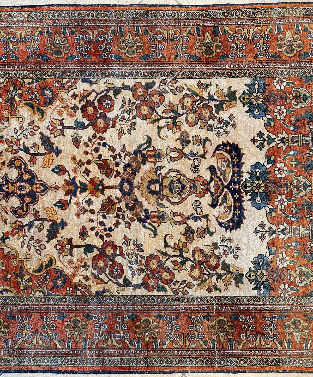 Art Deco Style Antique Caucasian Silk Rug, Signed circa 1920 — detail 5