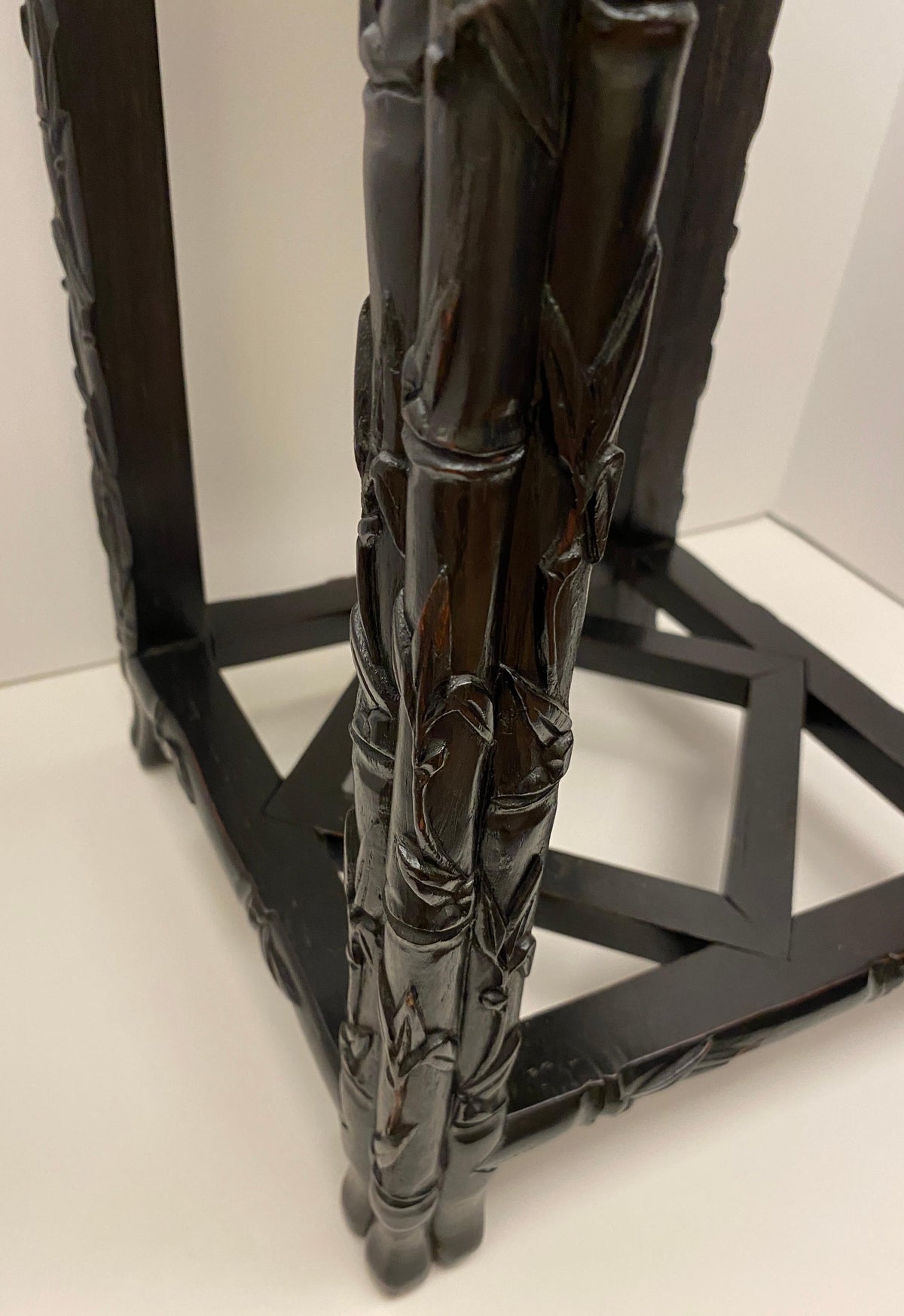 19th Century Hand Carved Chinese Side Table with Marble Top — detail 4
