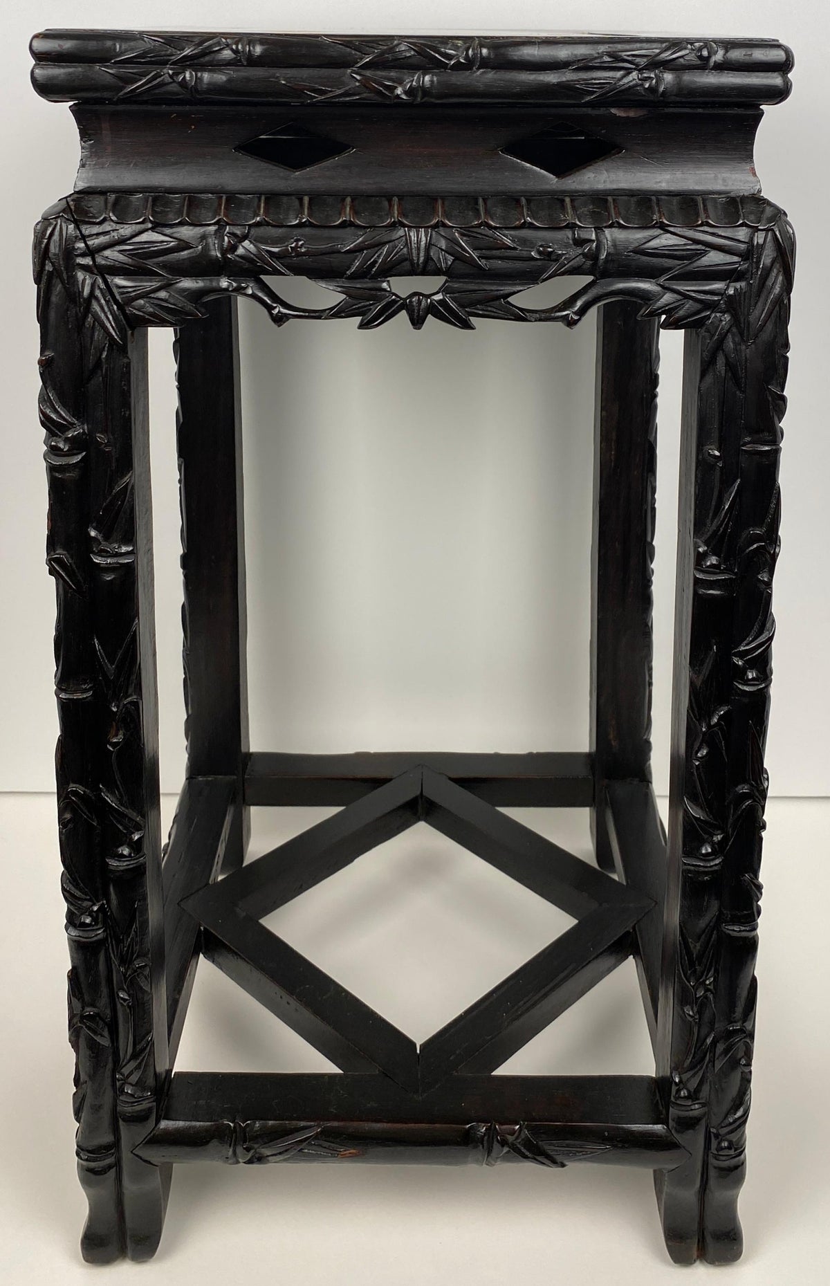 19th Century Hand Carved Chinese Side Table with Marble Top — detail 7