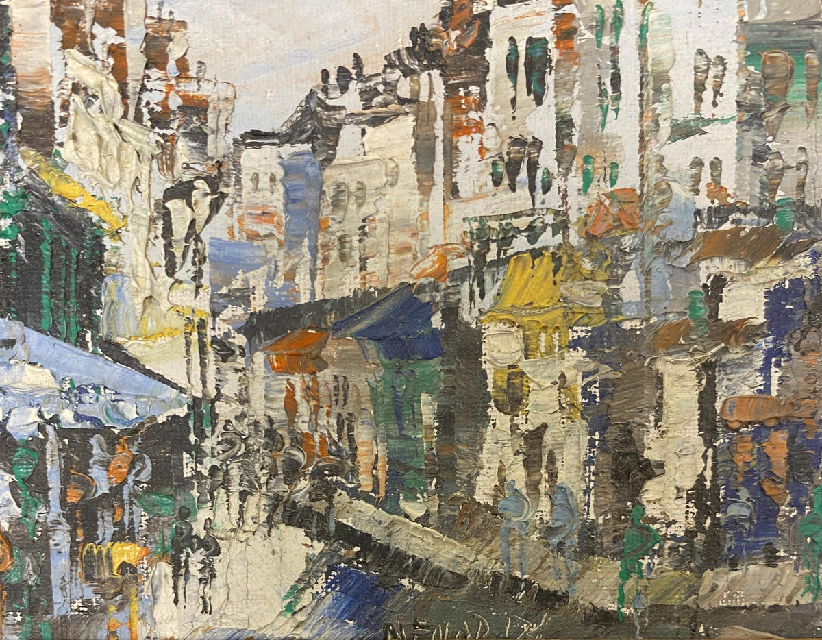 Small French Cityscape Oil Painting, Paris France Street Scene Painting — detail 7
