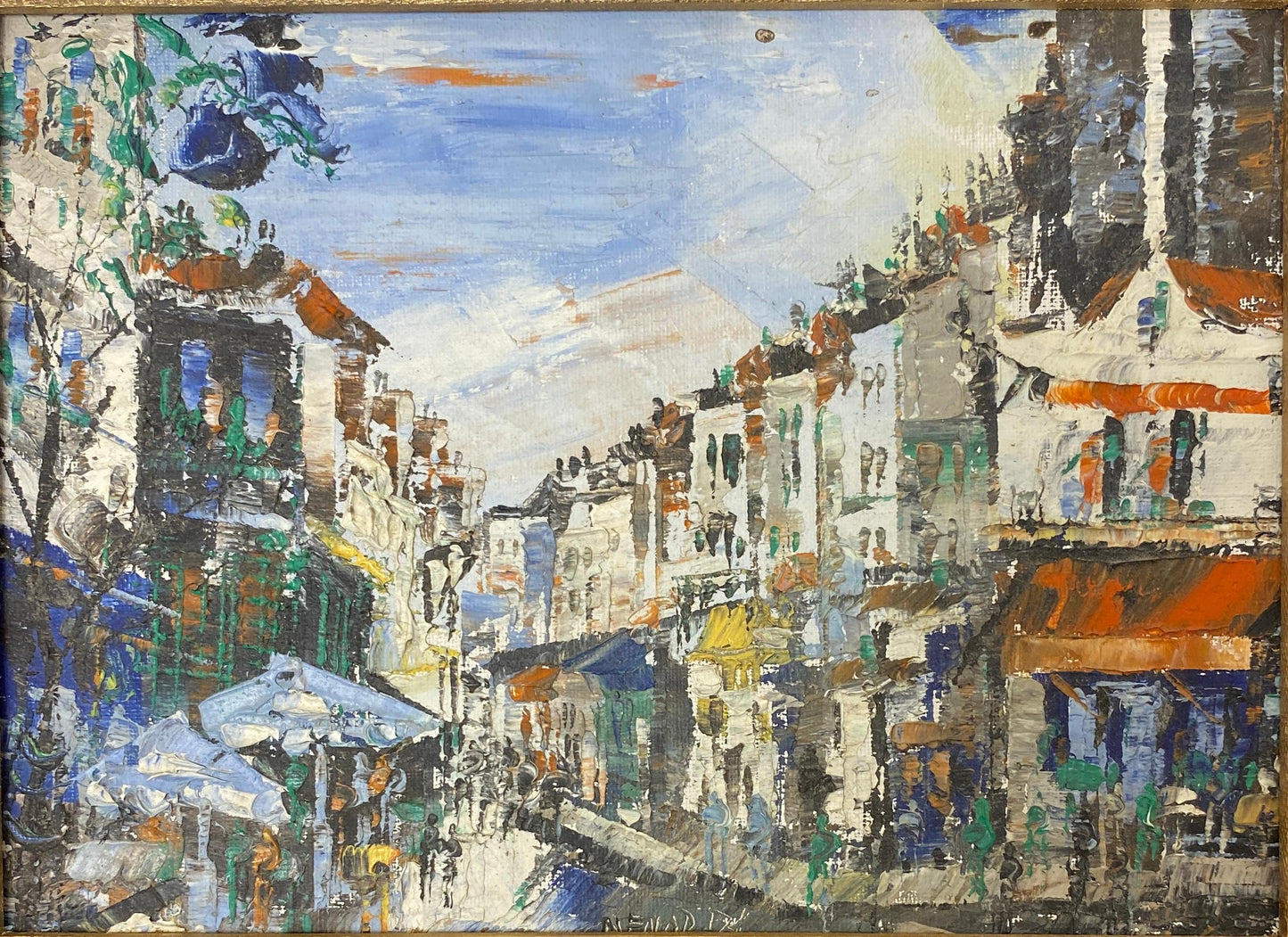 Small French Cityscape Oil Painting, Paris France Street Scene Painting — detail 8