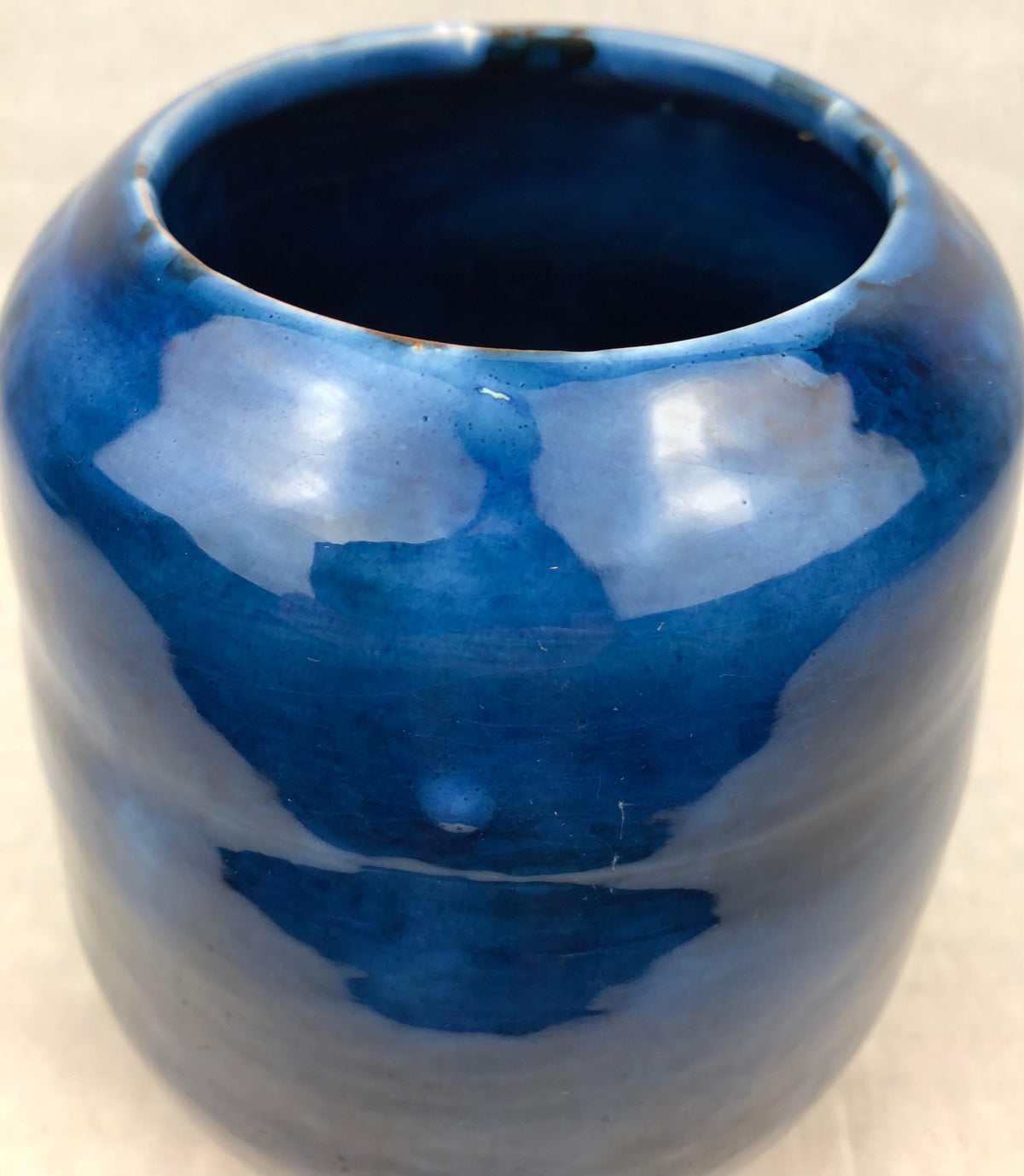 French Midcentury Cobalt Blue Ceramic Vase, Manner of Edmond Lachenal — detail 2
