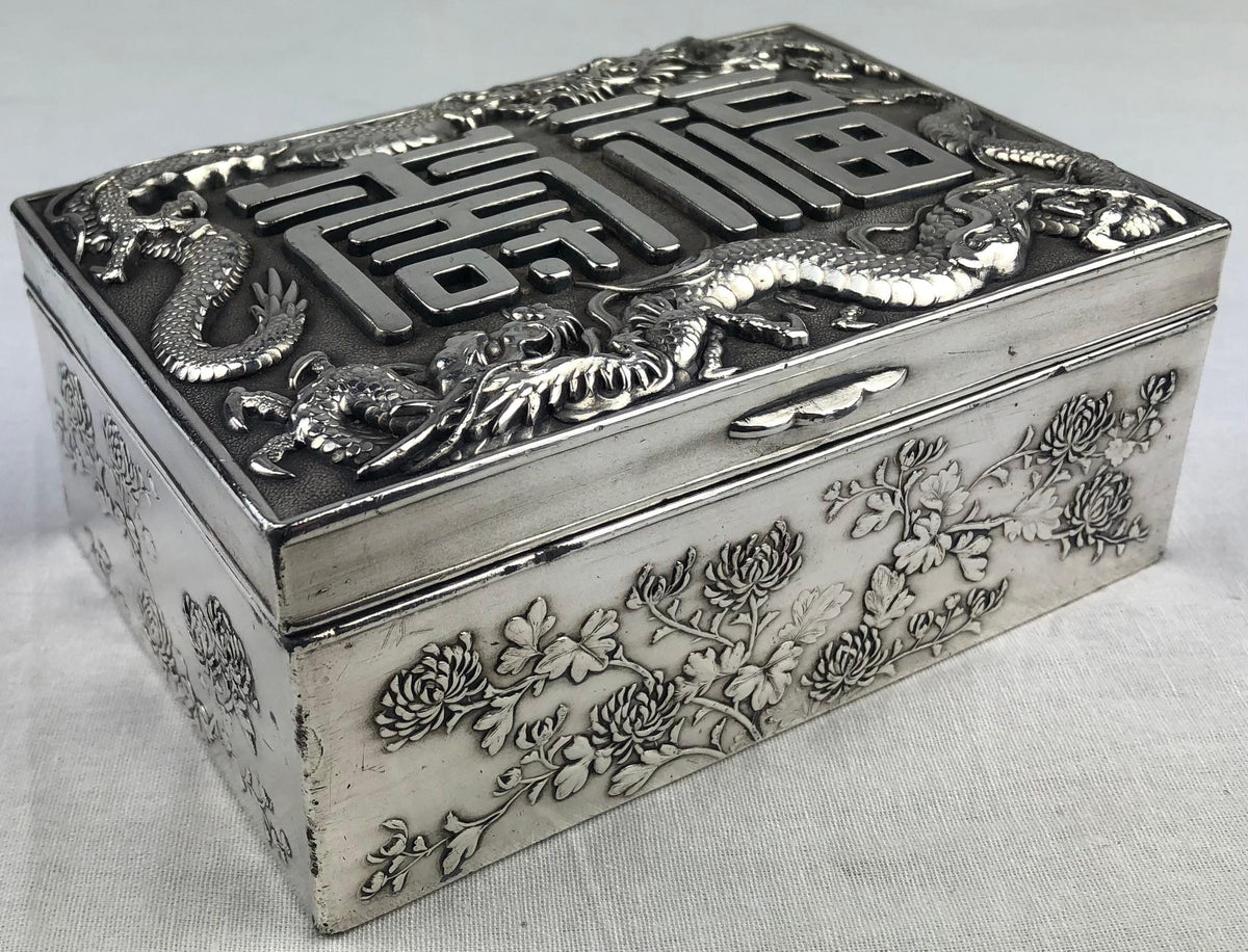 Antique Japanese Silver Jewelry or Keepsake Box — detail 5