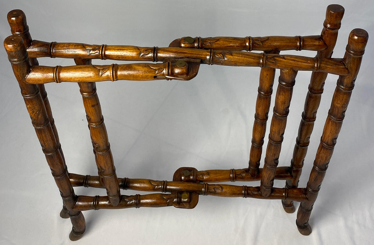 19th Century Chinese Tea Table or Antique Folding End Table — detail 5