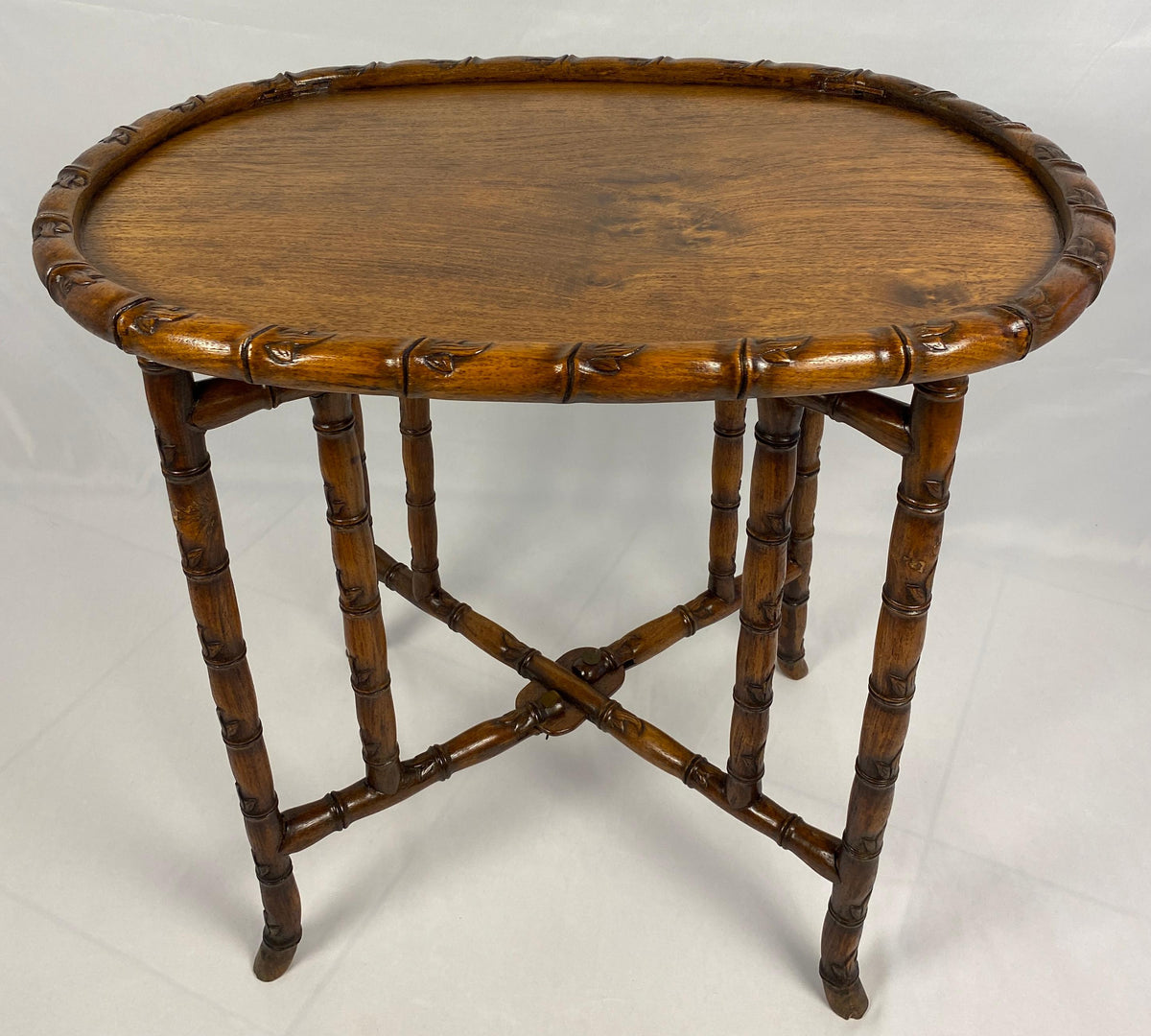 19th Century Chinese Tea Table or Antique Folding End Table — detail 7