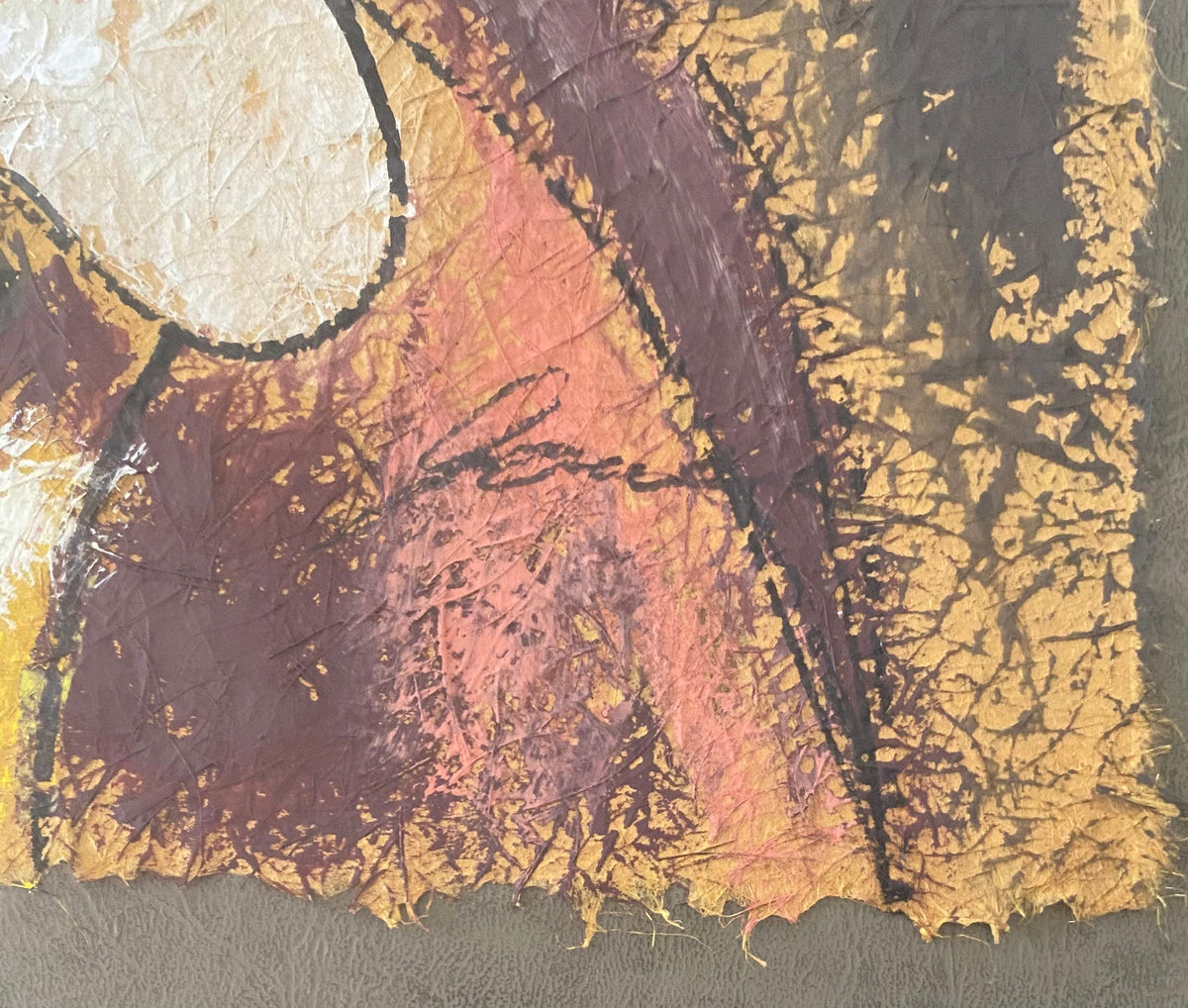 Large Oil Painting by Joyce Roybal, Three Young Musicians — detail 2