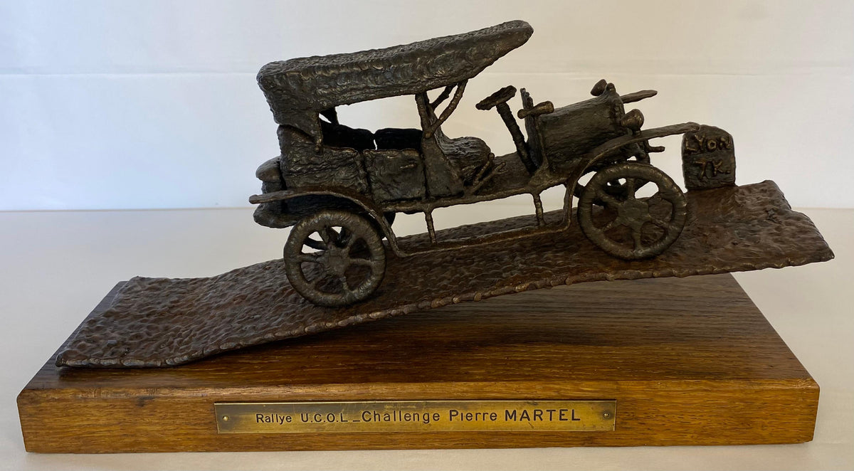French Rally Cast Iron Trophy Car by Artist Rodolphe Mariotti — detail 7