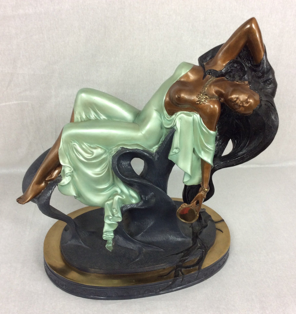 Angelo Basso bronze figurative sculpture, showing fine cast detail and patina