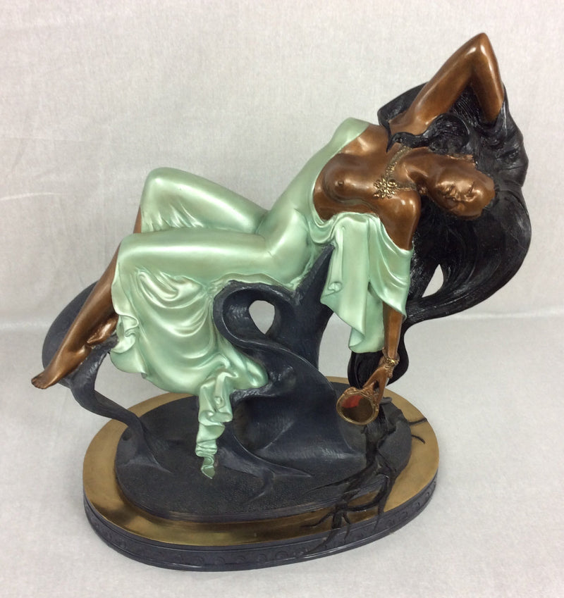 Angelo Basso bronze figurative sculpture, showing fine cast detail and patina
