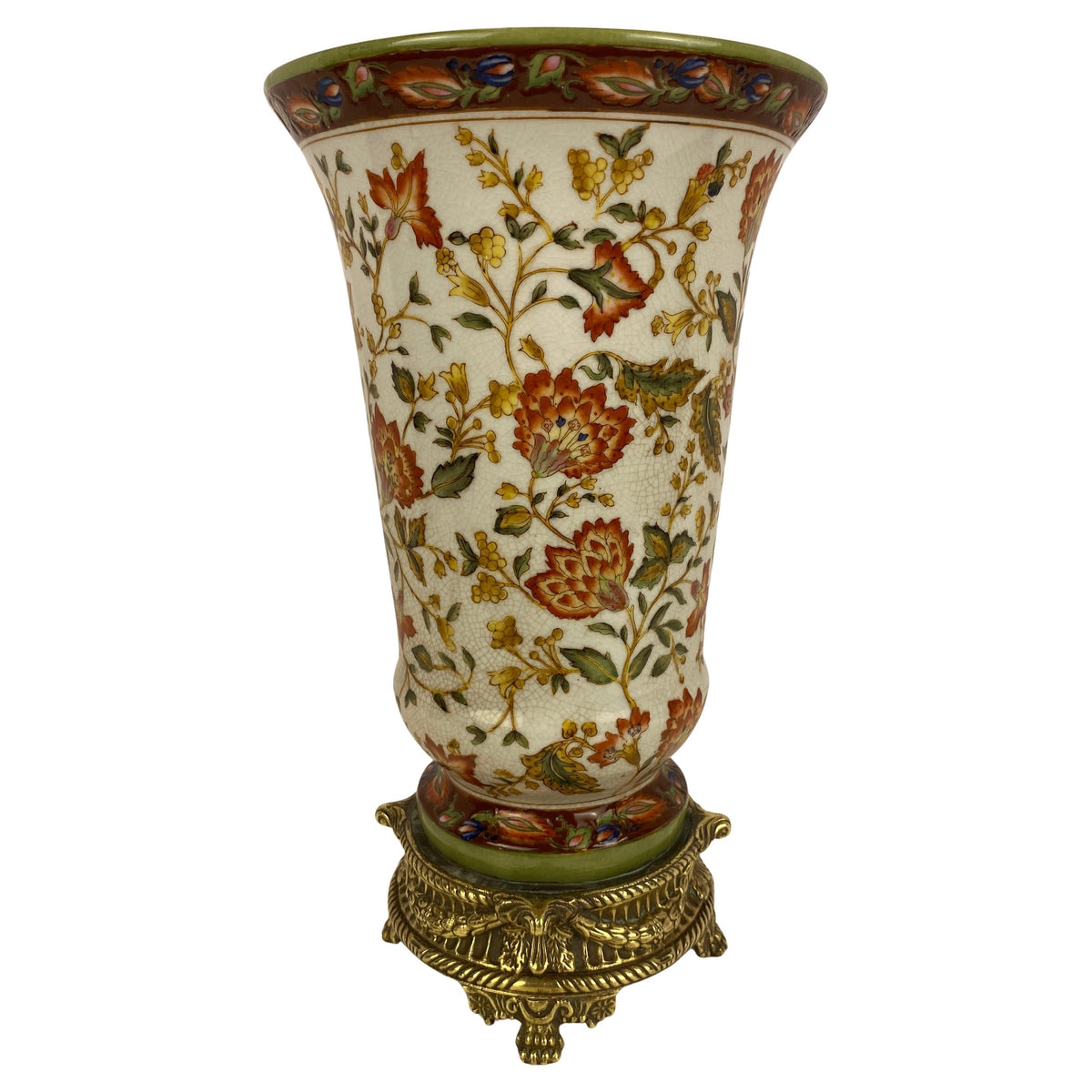 19th century European porcelain vase mounted on a bronze base