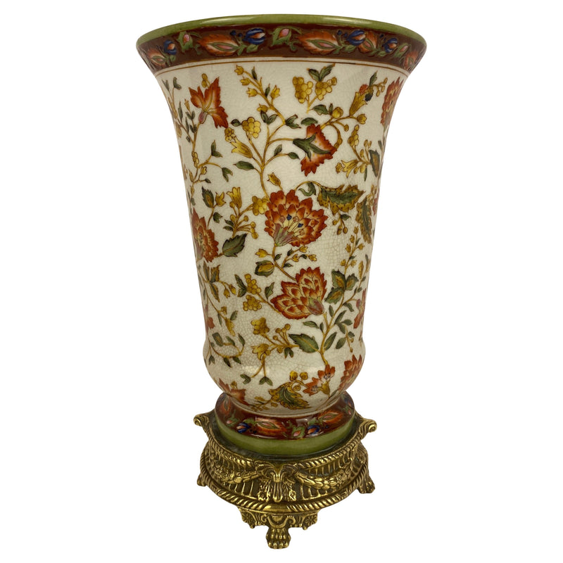 19th century European porcelain vase mounted on a bronze base