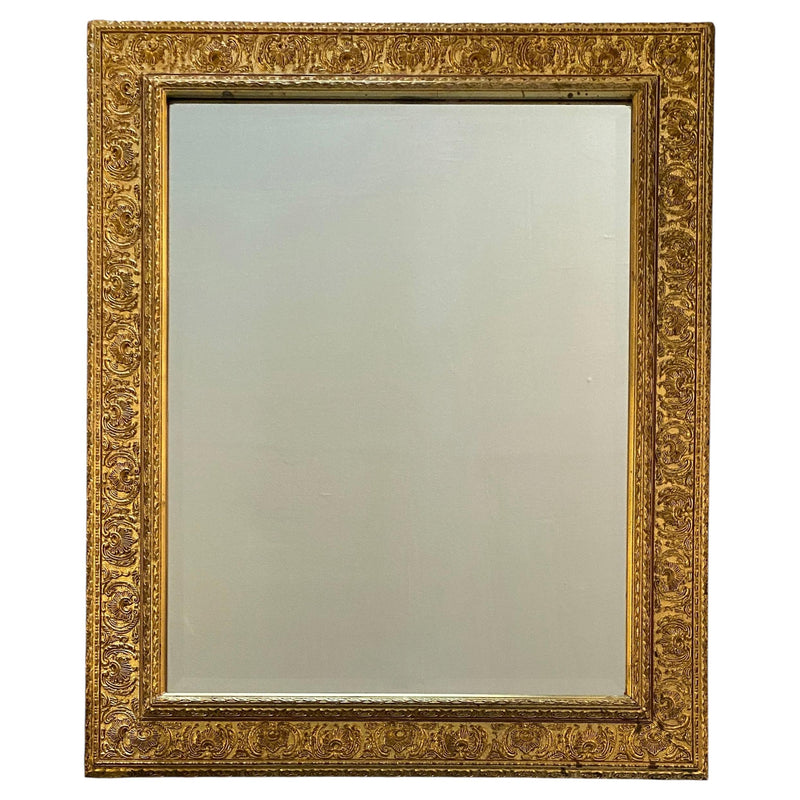 Carved giltwood and gesso wall mirror with shell and foliate motifs, Renaissance Revival style, Italian, early 20th century