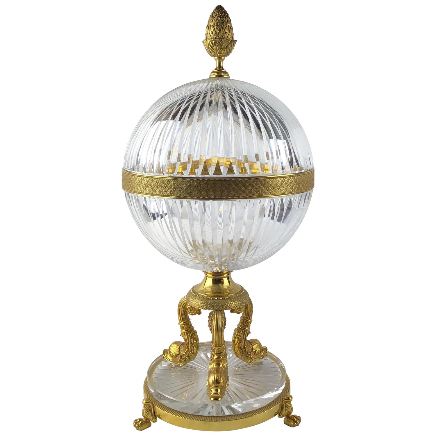 Empire — antique Russian crystal and ormolu dolphin centrepiece