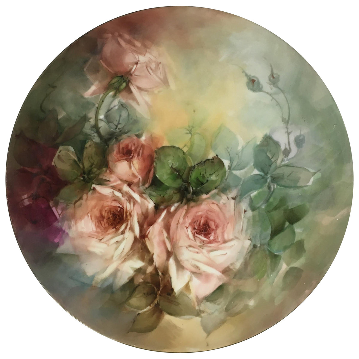 20th Century Majolica Floral Charger