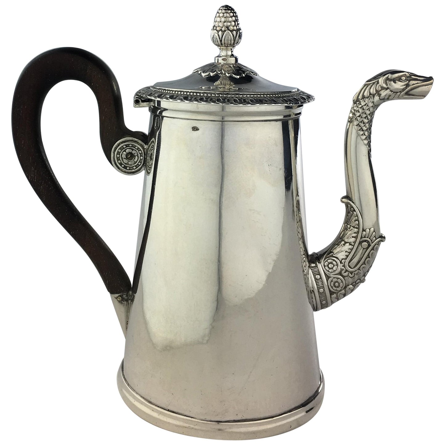 Antique 19th Century French Sterling Silver Rococo Chocolate Pot